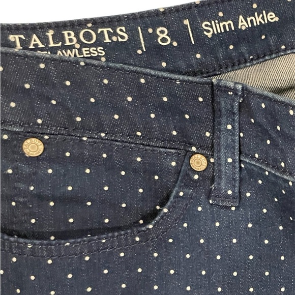 Talbots Blue with White Polka Dot Slim Ankle Pant Size 8 - Picture 3 of 5